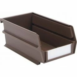 Outlet 🧨 LocBin™ 4-1/8"L x 7-3/8"W x 3"H Brown Stacking, Hanging, Interlocking Polypropylene Bins, 6 CT ⭐ -Containers shop 3 220BR 6 main2 1200p