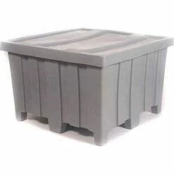 Best Sale 🤩 Forkliftable Bulk Shipping Container with Lid - 44"L x 44"W x 29-1/2"H, Gray 💯