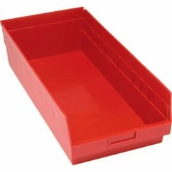 Flash Sale 🌟 Plastic Nesting Storage Shelf Bin QSB216 11-1/8"W x 23-5/8"D x 6"H Red - Pkg Qty 6 👏