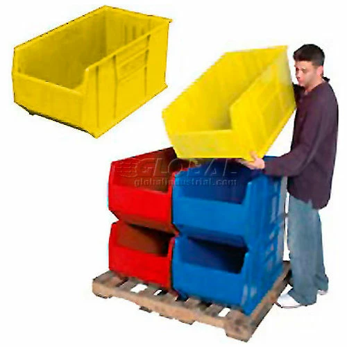 Discount 💯 Quantum Storage Systems Quantum Plastic Hulk Stacking Bin, 23-7/8"W x 36"D x 17-1/2"H, Yellow 🤩 1 Discount 💯 Quantum Storage Systems Quantum Plastic Hulk Stacking Bin, 23-7/8"W x 36"D x 17-1/2"H, Yellow 🤩