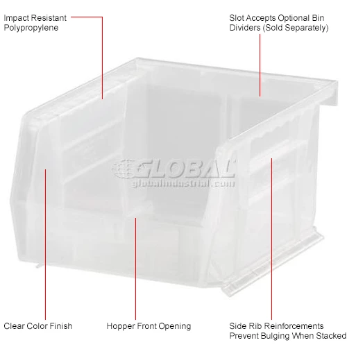 Budget 🎉 Global Industrial Plastic Stack & Hang Bin, 4-1/8"W x 5-3/8"D x 3"H, Clear - Pkg Qty 24 🥰 3 Budget 🎉 Global Industrial Plastic Stack & Hang Bin, 4-1/8"W x 5-3/8"D x 3"H, Clear - Pkg Qty 24 🥰 - Image 3