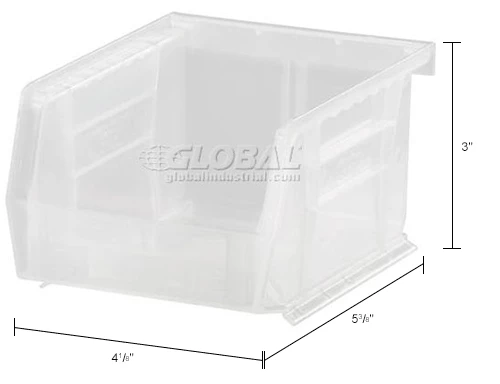 Budget 🎉 Global Industrial Plastic Stack & Hang Bin, 4-1/8"W x 5-3/8"D x 3"H, Clear - Pkg Qty 24 🥰 4 Budget 🎉 Global Industrial Plastic Stack & Hang Bin, 4-1/8"W x 5-3/8"D x 3"H, Clear - Pkg Qty 24 🥰 - Image 4