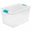 Hot Sale 😉 Sterilite 14978006 Clear Storage Tote With Lid 64 Quart 23-3/4x16x13-1/2 - Pkg Qty 6 💯