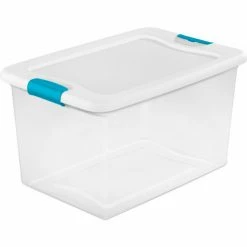 Hot Sale 😉 Sterilite 14978006 Clear Storage Tote With Lid 64 Quart 23-3/4x16x13-1/2 - Pkg Qty 6 💯