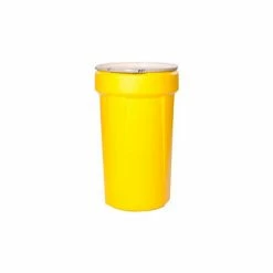 Cheap 😀 Eagle Mfg Eagle 55 Gal. Yellow Plastic Open-Head Tapered Lab Pack Drum 1655M - Metal Lever-Lock Ring ✨