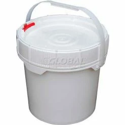 Outlet 🔥 Vestil 3.5 Gallon Screw-Top Plastic Pail & Lid PAIL-SCR-35-W - White ❤️