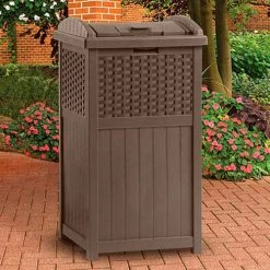 Buy ⌛ Suncast Resin Wicker Trash Hideaway, Java 🧨