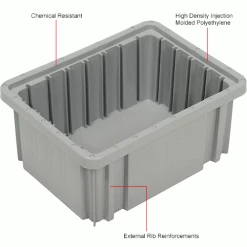 Best Sale 🥰 Global Industrial™ Plastic Dividable Grid Container - DG91050,10-7/8"L x 8-1/4"W x 5"H, Gray - Pkg Qty 20 🌟 -Containers shop 334101GY 1wco