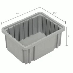 Best Sale 🥰 Global Industrial™ Plastic Dividable Grid Container - DG91050,10-7/8"L x 8-1/4"W x 5"H, Gray - Pkg Qty 20 🌟 -Containers shop 334101GY dim