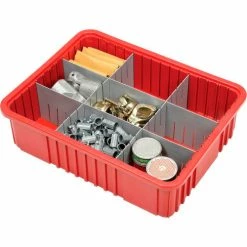 Coupon ✨ Global Industrial Plastic Dividable Grid Container - DG93060, 22-1/2"L x 17-1/2"W x 6"H, Red - Pkg Qty 3 🔥
