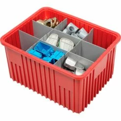 Deals ⌛ Global Industrial™ Plastic Dividable Grid Container - DG93120, 22-1/2"L x 17-1/2"W x 12"H, Red - Pkg Qty 3 🎁