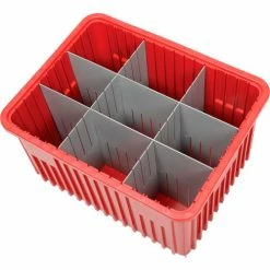 Deals ⌛ Global Industrial™ Plastic Dividable Grid Container - DG93120, 22-1/2"L x 17-1/2"W x 12"H, Red - Pkg Qty 3 🎁 -Containers shop 334108RD 03
