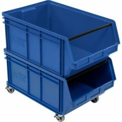 Best Sale 🔔 Quantum Storage Systems Quantum Mobile Magnum Plastic Stacking Bin, 18"W x 28" D x 15"H, Blue 😍 -Containers shop 334202BL 02