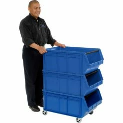 Best Sale 🔔 Quantum Storage Systems Quantum Mobile Magnum Plastic Stacking Bin, 18"W x 28" D x 15"H, Blue 😍 -Containers shop 334202BL 03