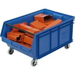 Best Sale 🔔 Quantum Storage Systems Quantum Mobile Magnum Plastic Stacking Bin, 18"W x 28" D x 15"H, Blue 😍 -Containers shop 334202BL 05