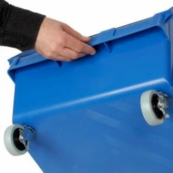 Best Sale 🔔 Quantum Storage Systems Quantum Mobile Magnum Plastic Stacking Bin, 18"W x 28" D x 15"H, Blue 😍 -Containers shop 334202BL 08
