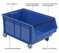 Best Sale 🔔 Quantum Storage Systems Quantum Mobile Magnum Plastic Stacking Bin, 18"W x 28" D x 15"H, Blue 😍 -Containers shop 334202BL 1wco