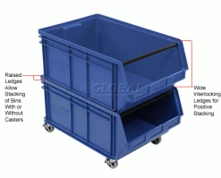 Best Sale 🔔 Quantum Storage Systems Quantum Mobile Magnum Plastic Stacking Bin, 18"W x 28" D x 15"H, Blue 😍 -Containers shop 334202BL 2wco
