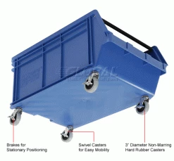 Best Sale 🔔 Quantum Storage Systems Quantum Mobile Magnum Plastic Stacking Bin, 18"W x 28" D x 15"H, Blue 😍 -Containers shop 334202BL 5wco