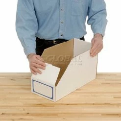 Buy ❤️ Foldable Corrugated Shelf Bin 7-3/4"W x 17-1/2"D x 10"H, White - Pkg Qty 27 🌟 -Containers shop 336406 08