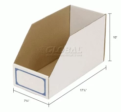 Buy ❤️ Foldable Corrugated Shelf Bin 7-3/4"W x 17-1/2"D x 10"H, White - Pkg Qty 27 🌟 -Containers shop 336406 dim
