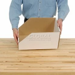 Best Sale 🛒 Foldable Corrugated Shelf Bin 9-3/4"W x 17-1/2"D x 10"H, White - Pkg Qty 27 🔥 -Containers shop 336408 09