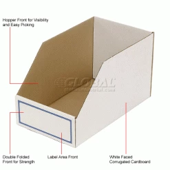 Best Sale 🛒 Foldable Corrugated Shelf Bin 9-3/4"W x 17-1/2"D x 10"H, White - Pkg Qty 27 🔥 -Containers shop 336408 1wco