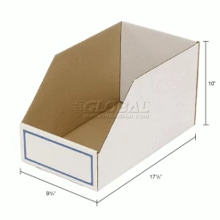 Best Sale 🛒 Foldable Corrugated Shelf Bin 9-3/4"W x 17-1/2"D x 10"H, White - Pkg Qty 27 🔥 -Containers shop 336408 dim