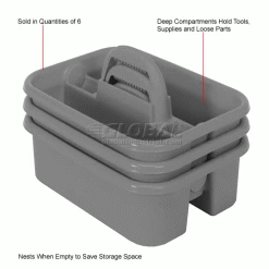Best Sale 🤩 Quantum Storage Systems Quantum Plastic Tool Caddy TC-500GY - Pkg Qty 6 👏 -Containers shop 442138GY 2wco