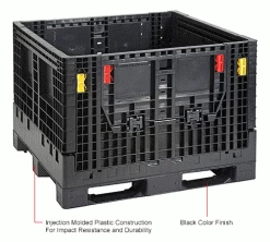 New 🛒 Global Industrial™ Folding Bulk Shipping Container, 48"Lx45"Wx34"H, 2000 Lb. Capacity, Black 🔔 -Containers shop 442211AIN 1wco
