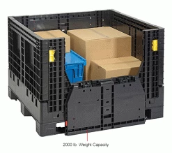 New 🛒 Global Industrial™ Folding Bulk Shipping Container, 48"Lx45"Wx34"H, 2000 Lb. Capacity, Black 🔔 -Containers shop 442211AIN 2wco