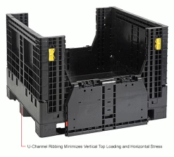 New 🛒 Global Industrial™ Folding Bulk Shipping Container, 48"Lx45"Wx34"H, 2000 Lb. Capacity, Black 🔔 -Containers shop 442211AIN 4wco
