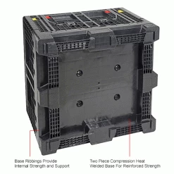 New 🛒 Global Industrial™ Folding Bulk Shipping Container, 48"Lx45"Wx34"H, 2000 Lb. Capacity, Black 🔔 -Containers shop 442211AIN 5wco