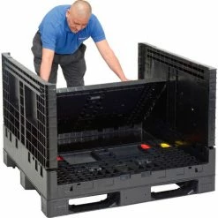 New 🛒 Global Industrial™ Folding Bulk Shipping Container, 48"Lx45"Wx34"H, 2000 Lb. Capacity, Black 🔔 -Containers shop 442211A 08