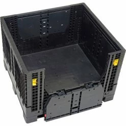 New 🛒 Global Industrial™ Folding Bulk Shipping Container, 48"Lx45"Wx34"H, 2000 Lb. Capacity, Black 🔔 -Containers shop 442211A 09