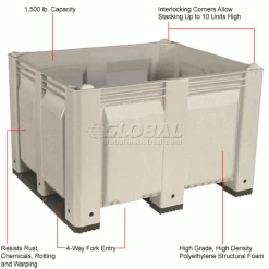 Best deal ⭐ Decade M40SWH3 Pallet Container Solid Wall 48x40x31 Short Side Runners White 1500 Lb Capacity 🥰 -Containers shop 442743WH 1wco