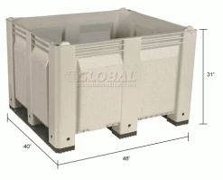 Best deal ⭐ Decade M40SWH3 Pallet Container Solid Wall 48x40x31 Short Side Runners White 1500 Lb Capacity 🥰 -Containers shop 442743WH dim