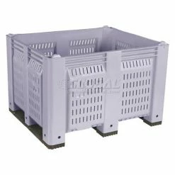 Cheap ✔️ Decade M40PGY3 Pallet Container Vented Wall 48x40x31 Short Side Runners Gray 1500 Lb Capacity 🥰