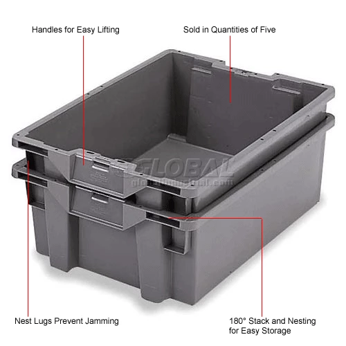 Best Sale 🥰 ORBIS Stack-N-Nest Pallet Container GS6040-18 - 23-5/8 x 15-3/4 x 7-1/8 Gray ⌛ 5 Best Sale 🥰 ORBIS Stack-N-Nest Pallet Container GS6040-18 - 23-5/8 x 15-3/4 x 7-1/8 Gray ⌛ - Image 5