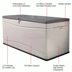 Coupon 👍 Lifetime 60012 Outdoor Deck Storage Bench Box 130 Gallon, Sand w/Brown Lid 🥰 -Containers shop 443499 1wco