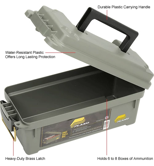 Outlet π― Plano Molding 1212-02 Water Resistant Ammo Storage Box, 13-3/4"L x 5-5/8"W x 5-9/16"H, Green π 11 Outlet π― Plano Molding 1212-02 Water Resistant Ammo Storage Box, 13-3/4"L x 5-5/8"W x 5-9/16"H, Green π - Image 11