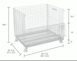 Hot Sale 🔥 Global Industrial Folding Wire Container, 40"L x 32"W x 34-1/2"H, 3000 Lb. Capacity ⌛ -Containers shop 493396IN dim