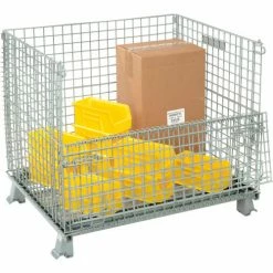 Hot Sale 🔥 Global Industrial Folding Wire Container, 40"L x 32"W x 34-1/2"H, 3000 Lb. Capacity ⌛ -Containers shop 493396 07
