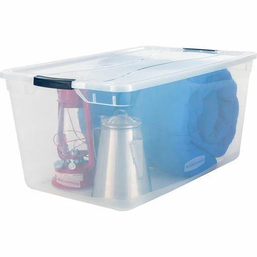 Brand new 🔥 Rubbermaid® Cleverstore™ Clear Latching Storage Tote w/Lid 95 Qt 29"Lx17-3/4"Wx13-1/4"H - Pkg Qty 4 🔥 2 Brand new 🔥 Rubbermaid® Cleverstore™ Clear Latching Storage Tote w/Lid 95 Qt 29"Lx17-3/4"Wx13-1/4"H - Pkg Qty 4 🔥 - Image 2