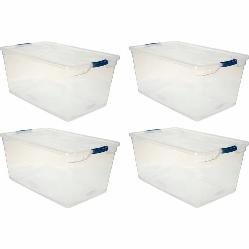 Brand new 🔥 Rubbermaid® Cleverstore™ Clear Latching Storage Tote w/Lid 95 Qt 29"Lx17-3/4"Wx13-1/4"H - Pkg Qty 4 🔥 5 Brand new 🔥 Rubbermaid® Cleverstore™ Clear Latching Storage Tote w/Lid 95 Qt 29"Lx17-3/4"Wx13-1/4"H - Pkg Qty 4 🔥 - Image 5