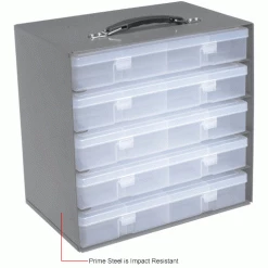 Hot Sale 🧨 Durham Mfg. Durham Steel Compartment Box Rack 13-1/2 x 9-1/8 x 13-1/4 with 5 of 24-Compartment Plastic Boxes 👍 -Containers shop 493512IN 1wco