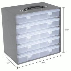 Hot Sale 🧨 Durham Mfg. Durham Steel Compartment Box Rack 13-1/2 x 9-1/8 x 13-1/4 with 5 of 24-Compartment Plastic Boxes 👍 -Containers shop 493512IN dim