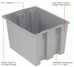 Deals 🎉 Akro-Mils Nest & Stack Tote 35190 - 19-1/2"L x 15-1/2"W x 10"H, Gray - Pkg Qty 6 🔔 -Containers shop 498422GY 1wco