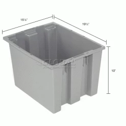 Deals 🎉 Akro-Mils Nest & Stack Tote 35190 - 19-1/2"L x 15-1/2"W x 10"H, Gray - Pkg Qty 6 🔔 -Containers shop 498422GY dim