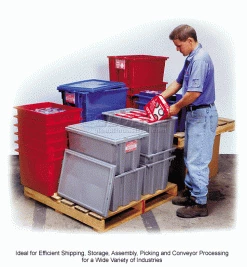 Deals 🎉 Akro-Mils Nest & Stack Tote 35190 - 19-1/2"L x 15-1/2"W x 10"H, Gray - Pkg Qty 6 🔔 -Containers shop 498422 5wco 4